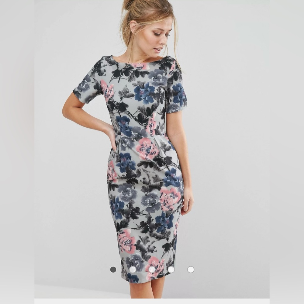 Paper Dolls Pencil Dress In Bold Floral Print